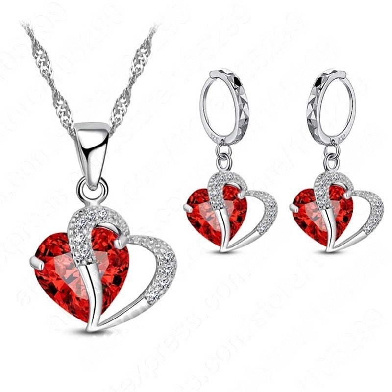 Hart Design Zirkoon Ketting Hanger Oorbellen Sets