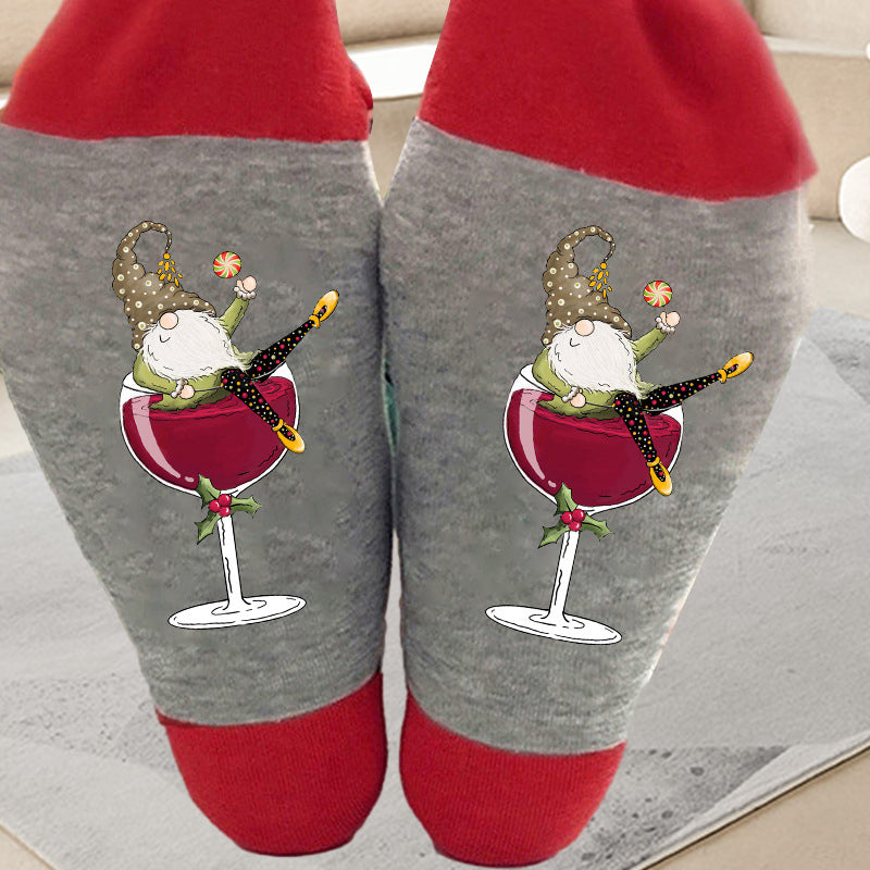 Gnome wijnglas Unisex Crew sokken