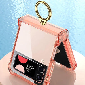 Zachte doorzichtige hoes met ring voor Samsung Galaxy Z Flip4