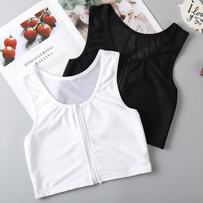 Dunne bustier-tanktop met ritssluiting aan de voorkant