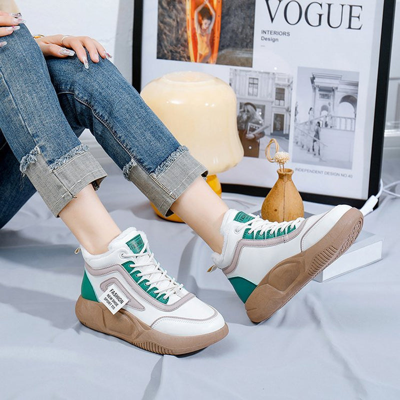 Hoge Dames Fleeceschoenen met Dikke Zolen