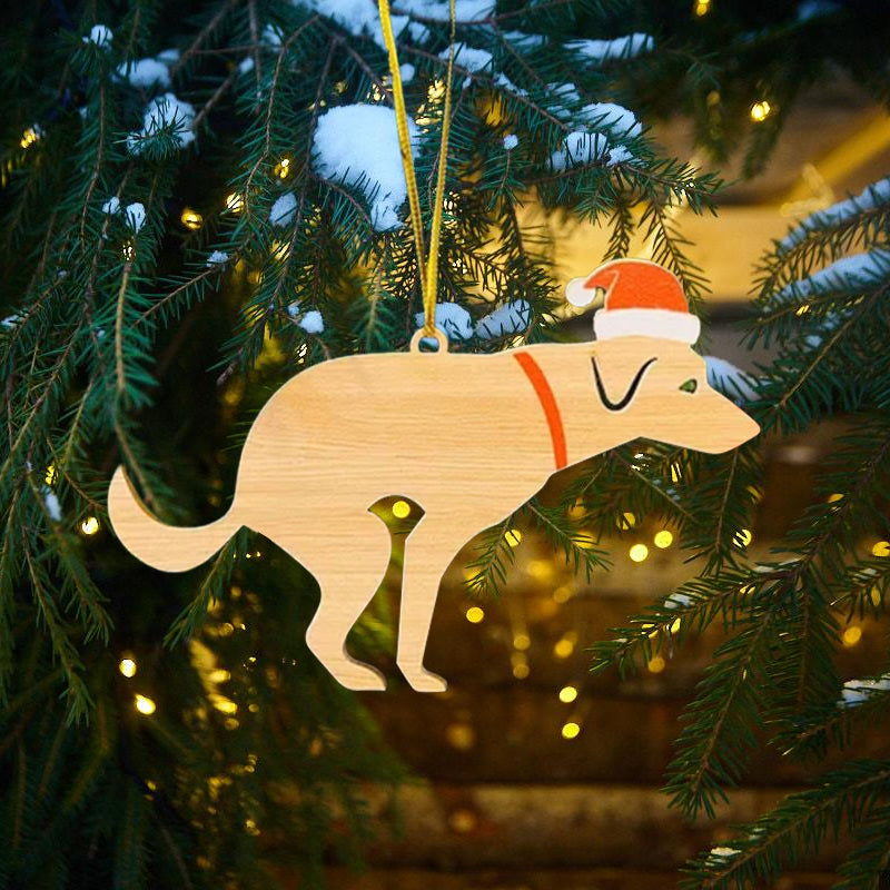 Poepende hond kerstversiering