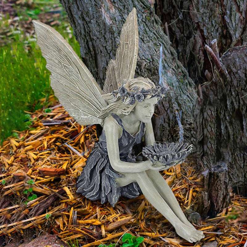 Zittende fee standbeeld tuin hars ambachtelijke ornament