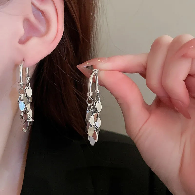 Pailletten kwastje oorbellen