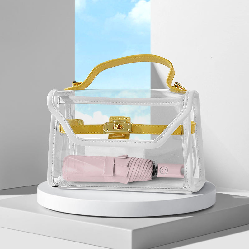 Drievoudige, zelfopenende en intrekbare paraplu met gesp