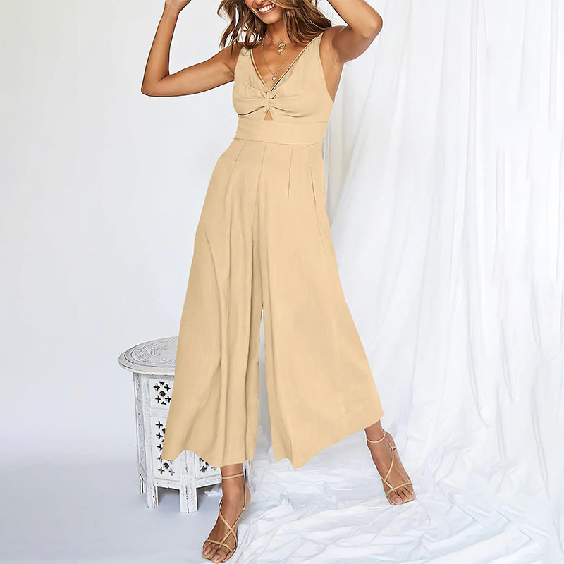 Jumpsuits met V-hals en wijde pijpen