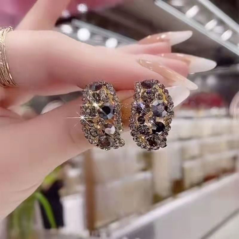 Glitter oorbellen met volledige strass-uitsparing