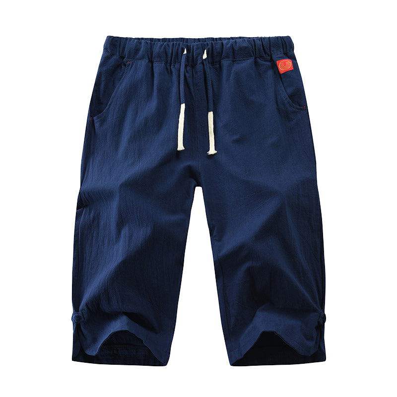 Shorts met vijfpuntsstrik van katoen en linnen