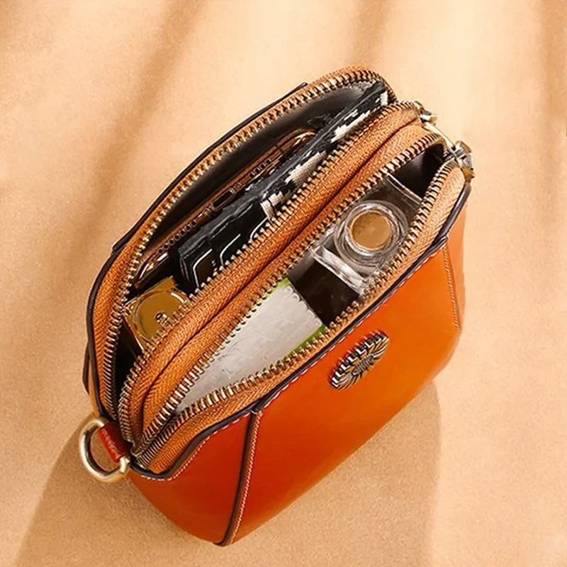 Mini-crossbodytas van zacht leer