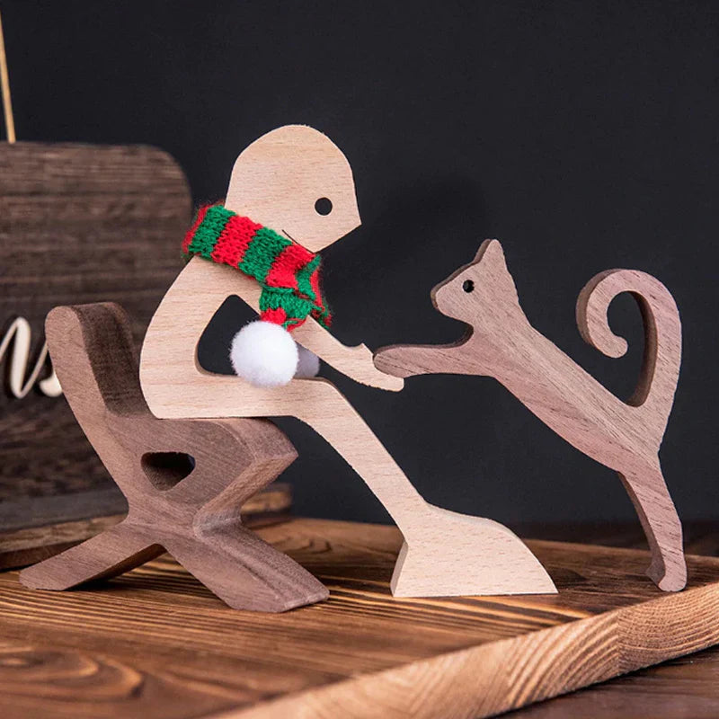 Dierenliefhebber - Tafelornamenten met houten sculptuur