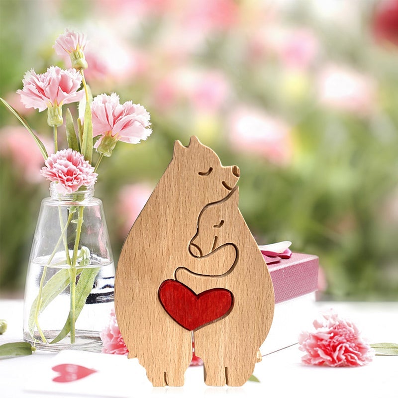 Dieren knuffelen decoratie gemaakt van hout