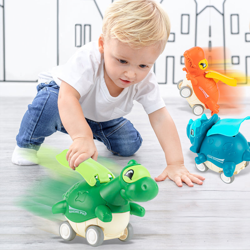 Door een pers aangedreven speelgoeddinosaurusauto