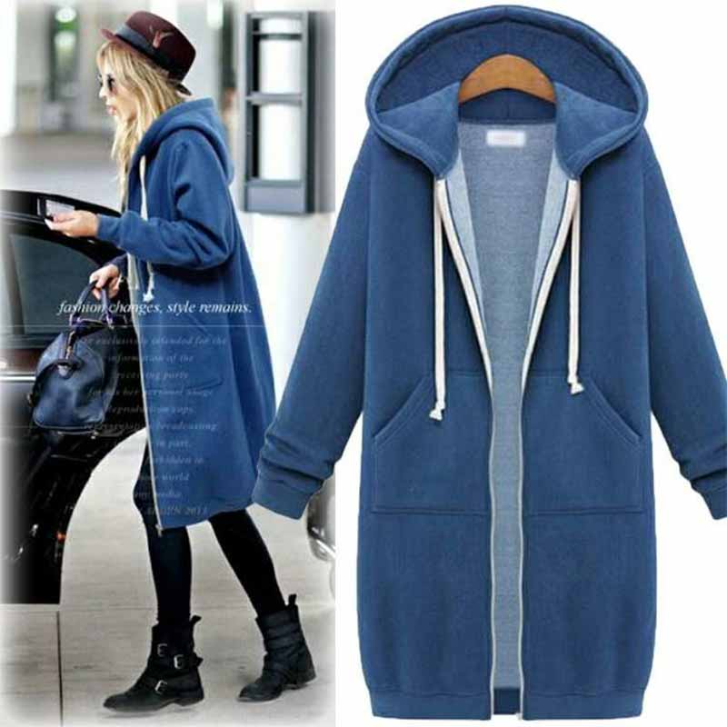 Vrijetijds lange hoodie met ritssluiting