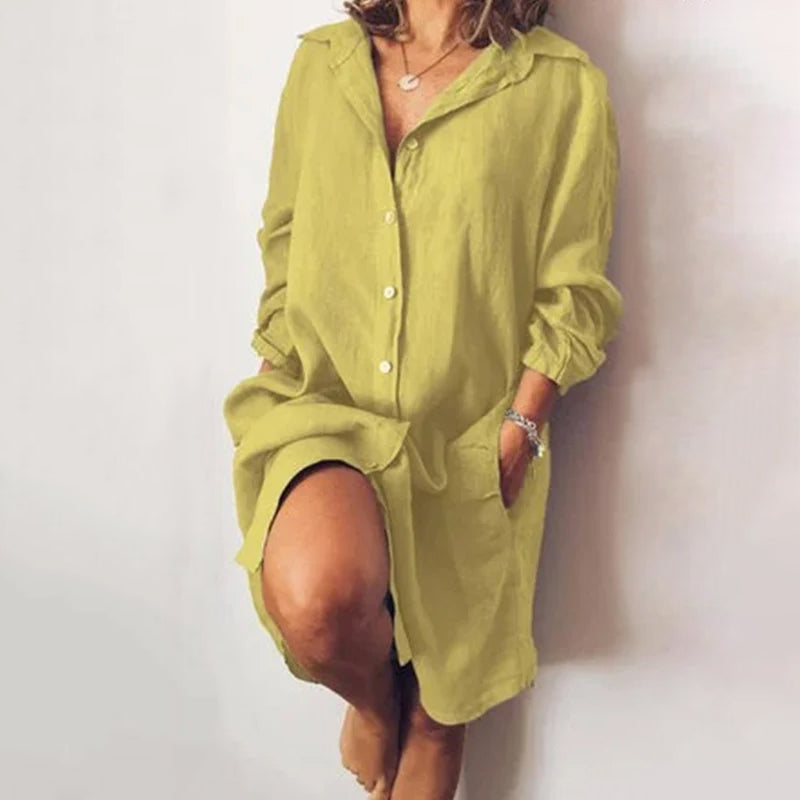 Casual overhemdjurk van puur katoen voor dames