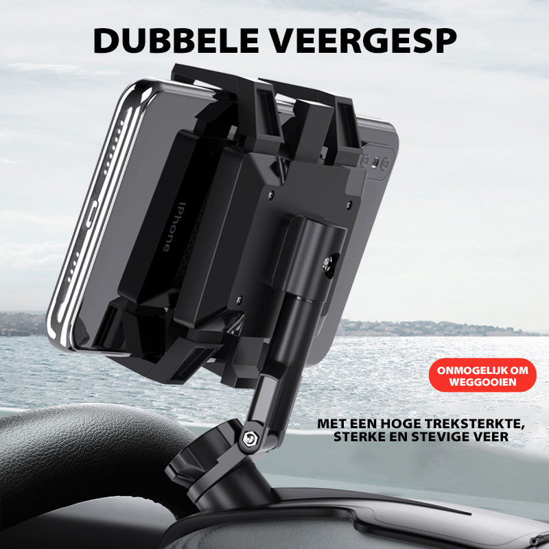 Telefoonhouder met kentekenplaat in het dashboard