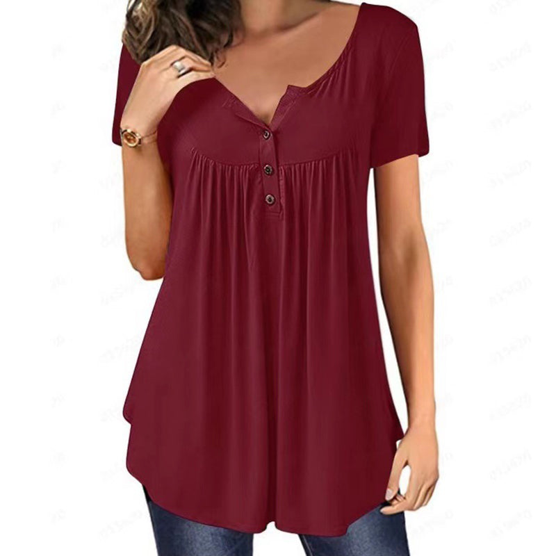 Effen T-shirt met ruches voor dames