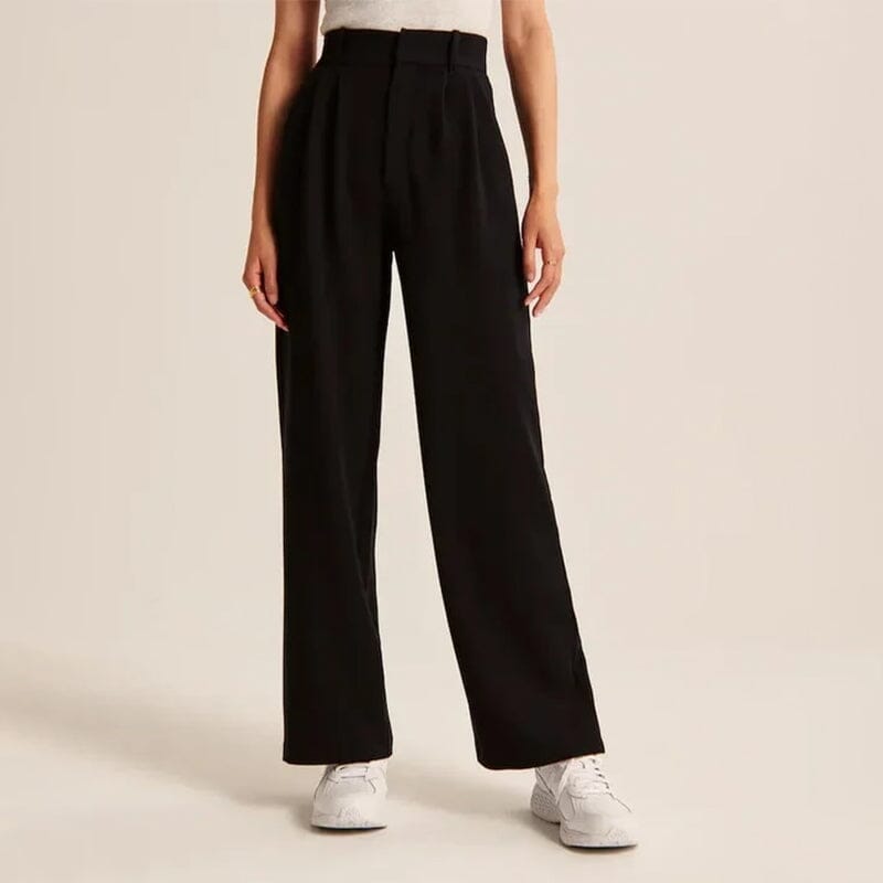 Op maat gemaakte broek met wijde pijpen en hoge taille