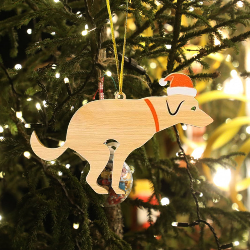 Poepende hond kerstversiering