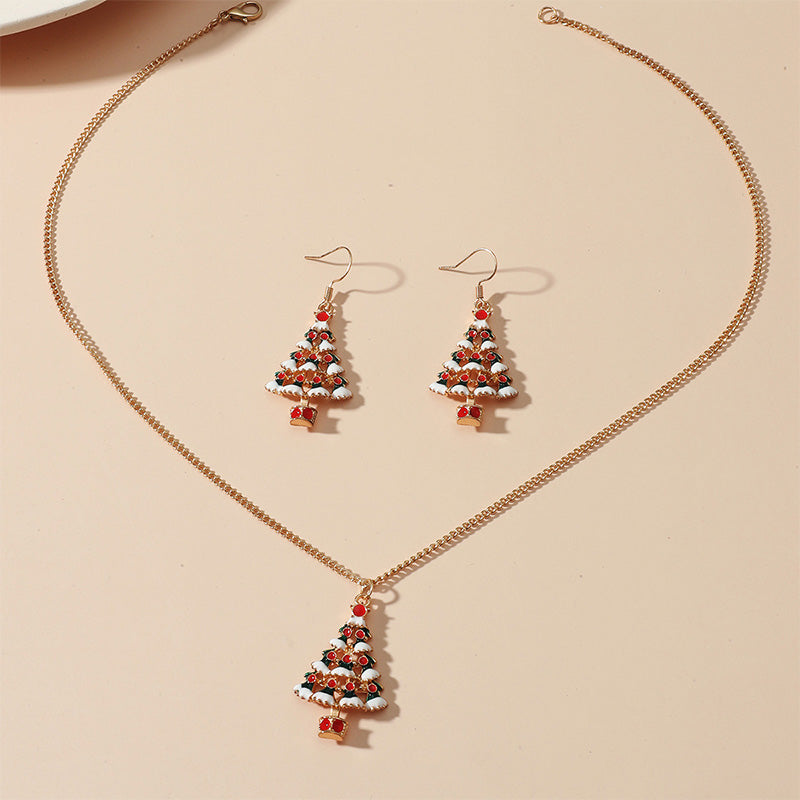 Kerstmis epoxy oorbel ketting sets