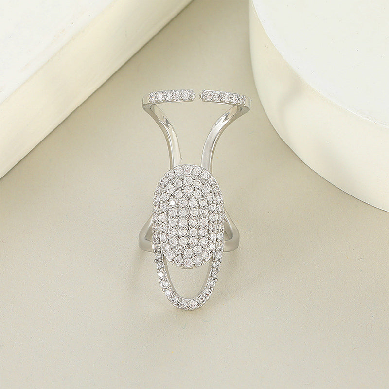 Geometrische diamanten open nagelring