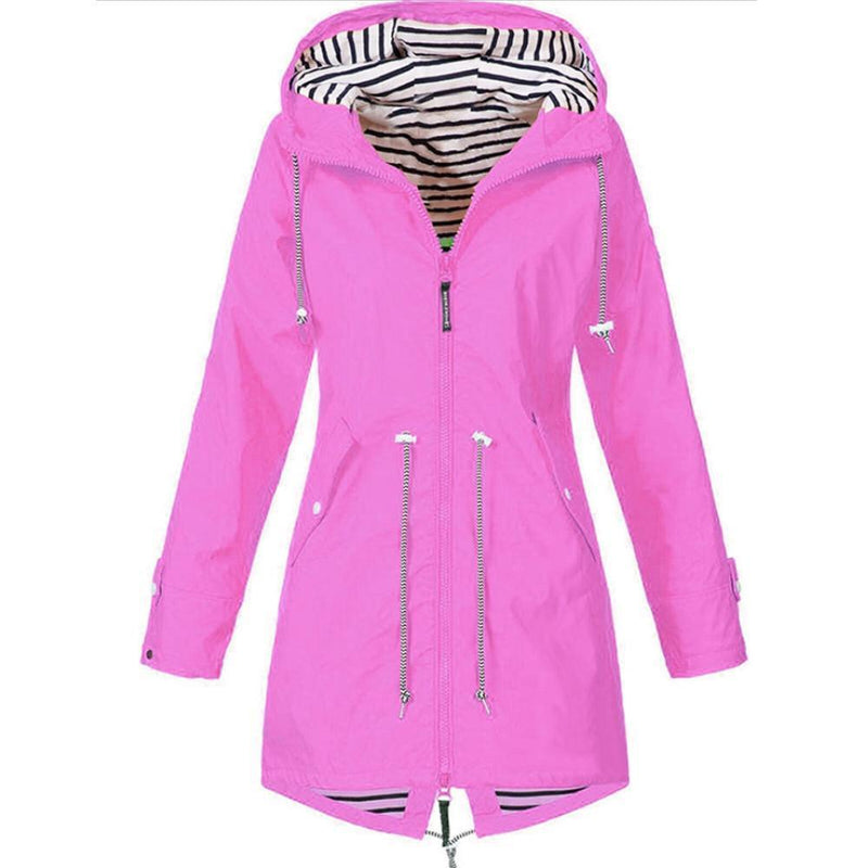 Lange waterdichte jas met capuchon