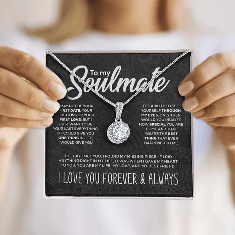 To My Soulmate sprankelende ronde ketting gemaakt