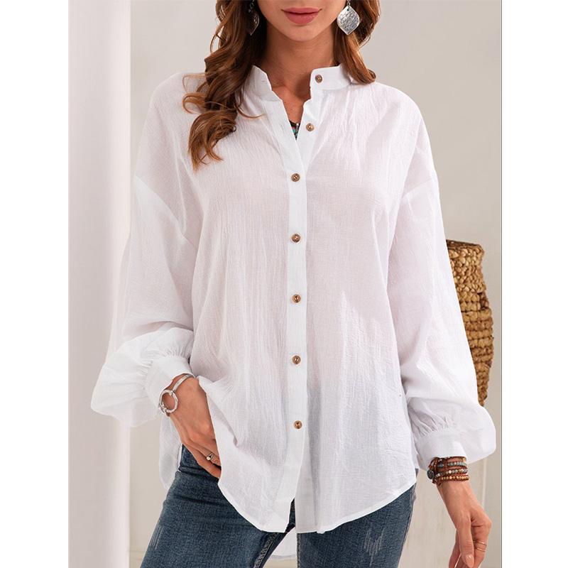 katoenen damesshirt met lange mouwen