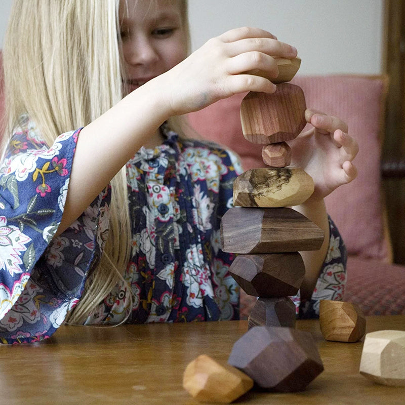 Houten stenen set balancerende blokken speelgoed