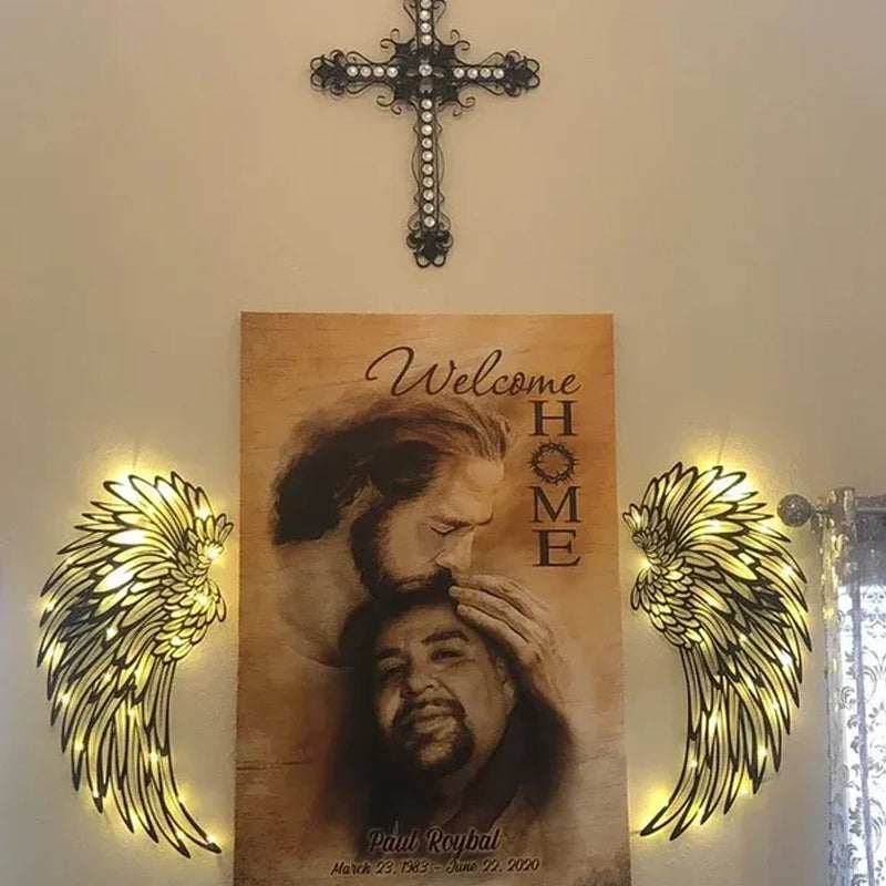 Black Angel Wings metalen vleugels kunst aan de muur met LED-verlichting