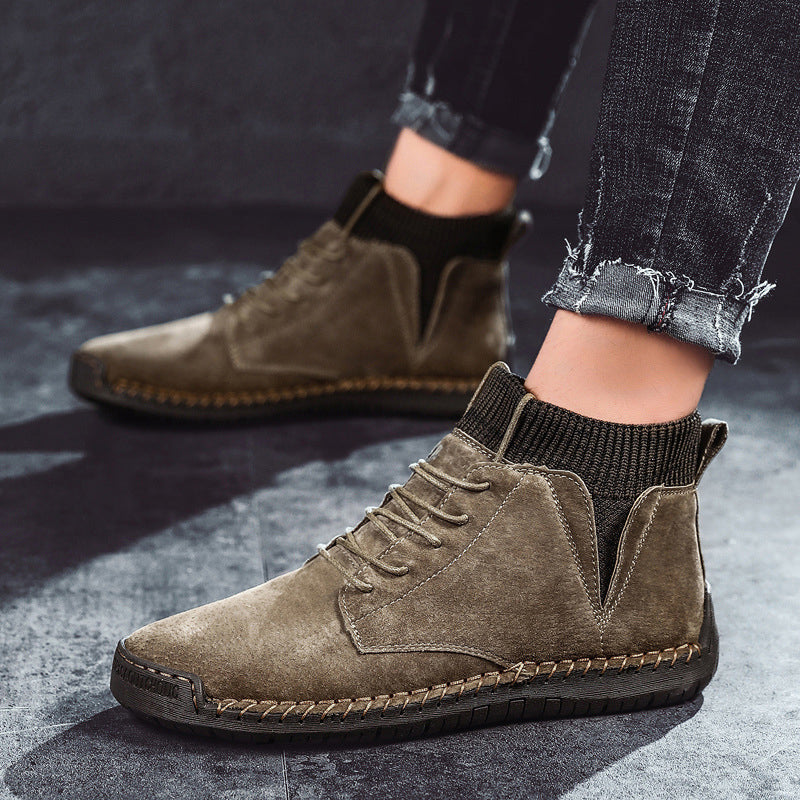 Handgestikte halfhoge heren schoenen