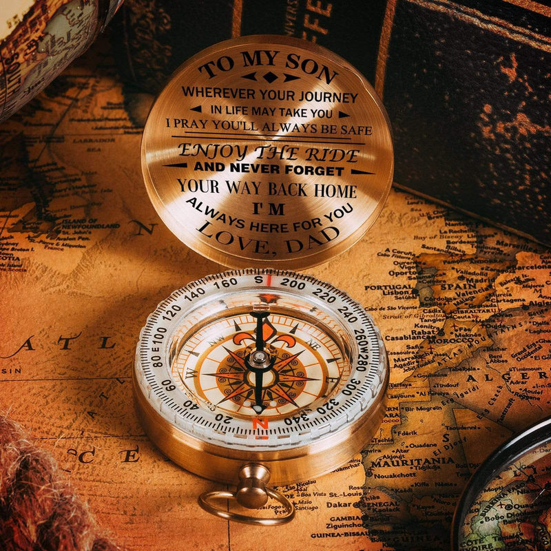 Pa aan zoon - geniet van de belettering Ride Compass