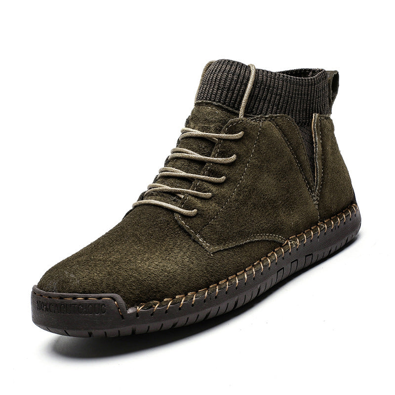 Handgestikte halfhoge heren schoenen