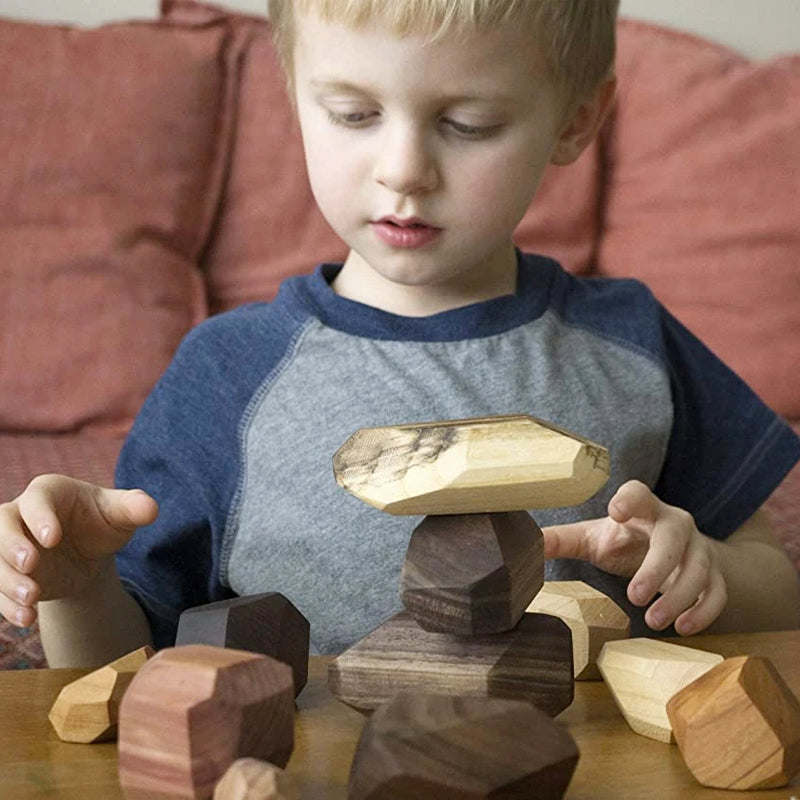 Houten stenen set balancerende blokken speelgoed