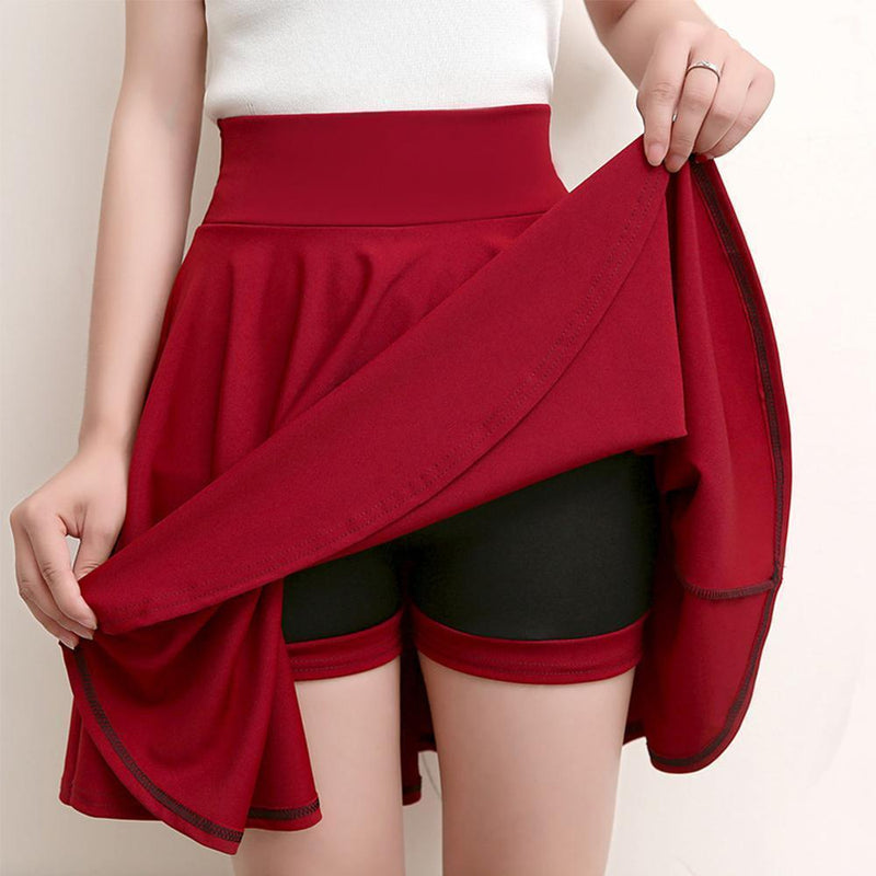 A-lijn Elastische Taille Geplooide Shorts Rokken