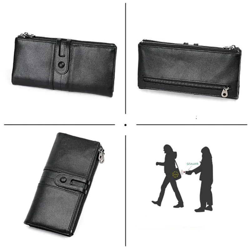 Dames echt lederen clutch lange geld portemonnee