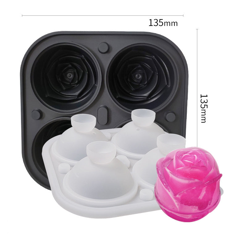Rosen-Eiswürfelform mit 4 Fächern