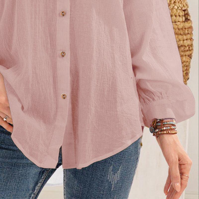 katoenen damesshirt met lange mouwen