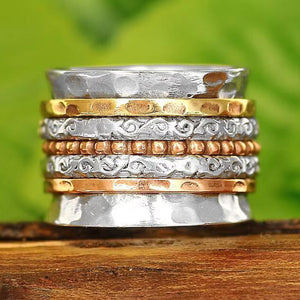 Boheemse meditatie brede band spinner ring