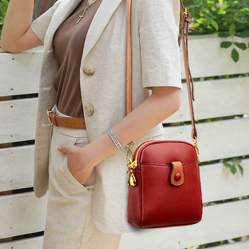 Kleine vierkante tas met één schouder in contrasterende kleur