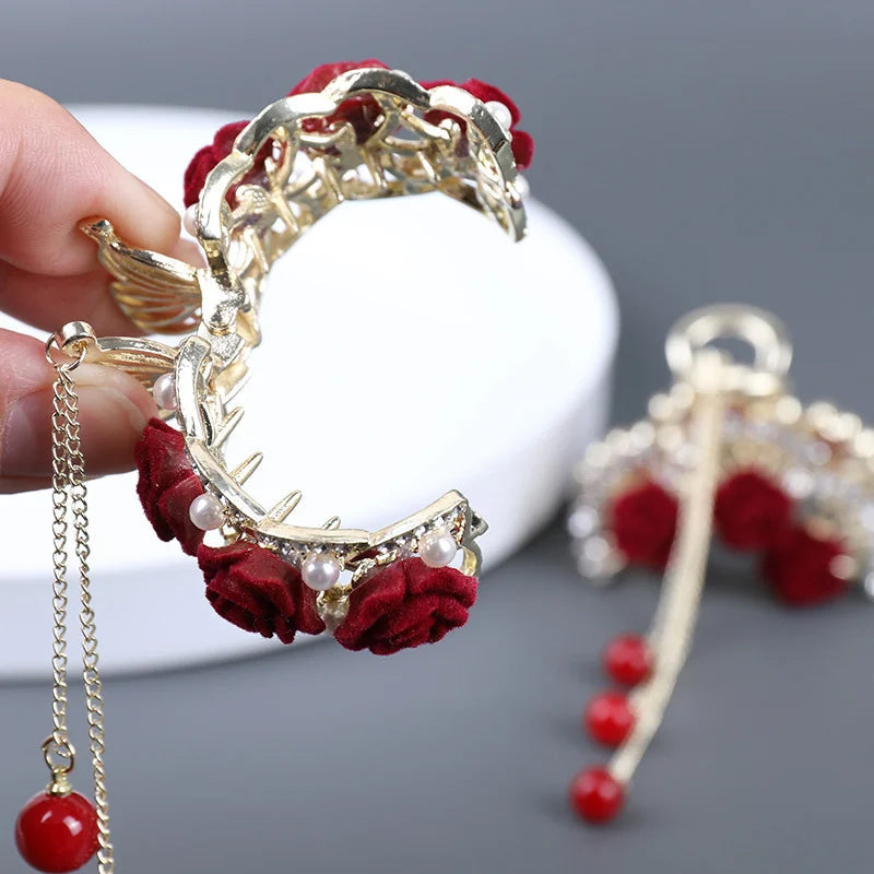 Vintage Roos Haarspeld