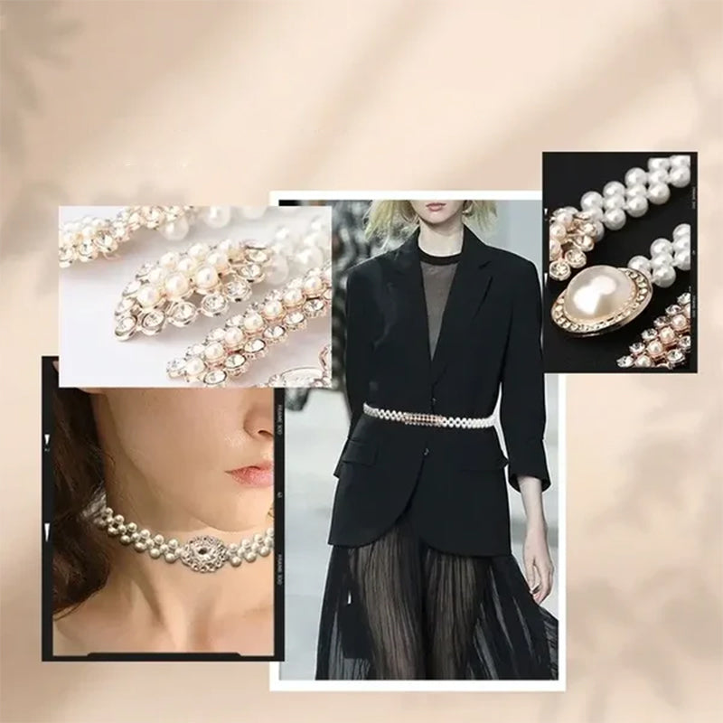 Elegante parel elastische taille ketting