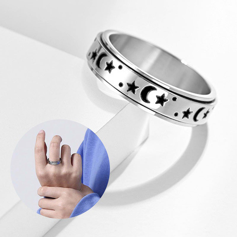 Retro Ster & Maan roterende ring