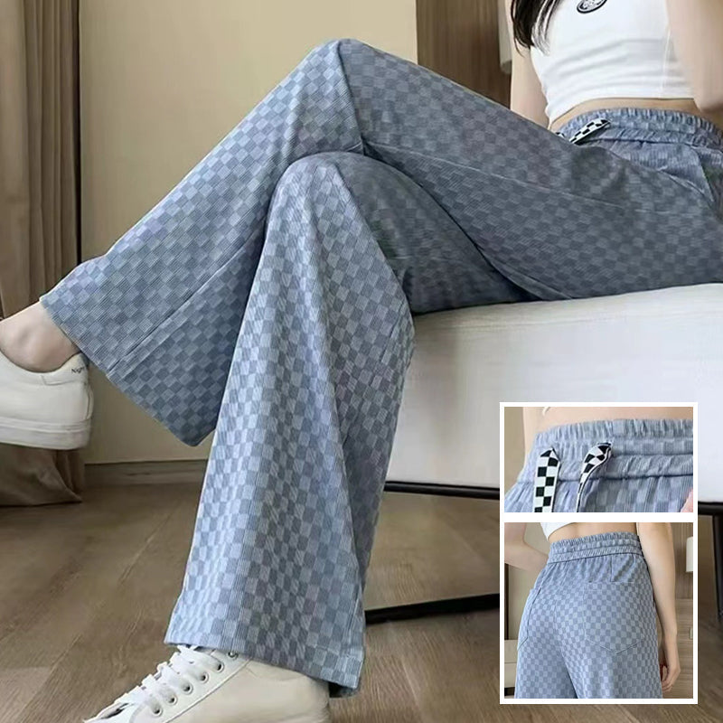 Geruite broek met wijde pijpen