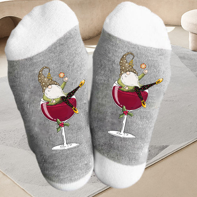 Gnome wijnglas Unisex Crew sokken