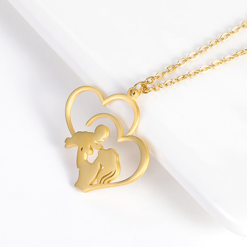 Moeder en baby hart ketting