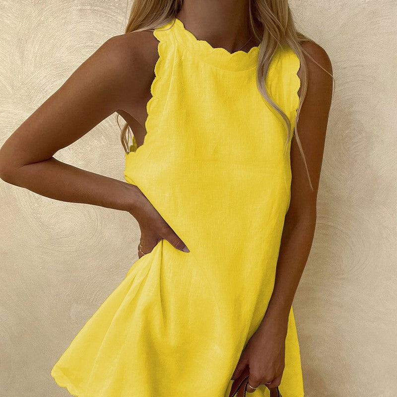 Mouwloze losse kanten jurk