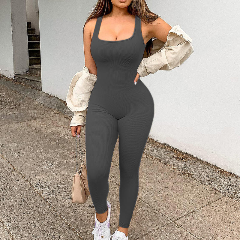 Slim-fit jumpsuit uit één stuk met schroefdraad