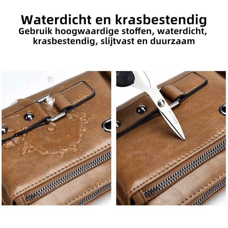 Schoudertas van echt leer voor heren