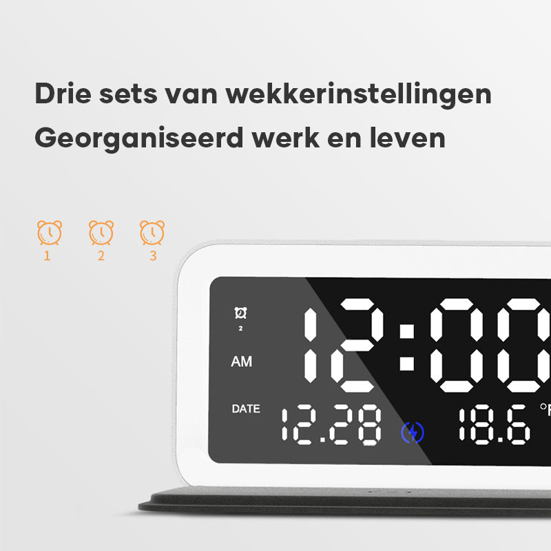 Multifunctionele draadloze oplaadklok
