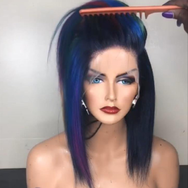 Korte kleurrijke pruik